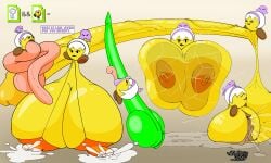 2d_(artwork) 4th_wall_breaking all_the_way_through ball_with_hyper_features balls_bigger_than_head casual cracking_glass dildo excessive_pussy_juice female futanari green_penis headband homestuck hyper_balls hyper_breasts hyper_cock hyper_penis hyper_pussy hyper_tongue knot lactation long_penis long_tongue mario_(series) milk orb penis revealing_clothes rose_lalonde saggy_balls shortstack squirting star_sprite starlow vileposs_joey_(artist) white_hair yellow_body