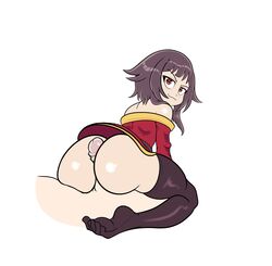 1boy 1girls ass bottom_heavy buttjob drillslewds kono_subarashii_sekai_ni_shukufuku_wo! looking_back male_pov megumin pov