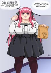 burgers chubby meatpedal nakano_nino overweight overweight_female pink_hair sequence weight_gain