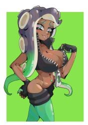 dark_skin large_breasts marina_(splatoon) pohuai_haidan_boom_(artist) splatoon zipper