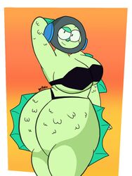 ass black_eyes cartoon_network diving_belle fanart green_skin ok_k.o.!_let's_be_heroes pardocrazyart sea_monster swimsuit thick thick_ass