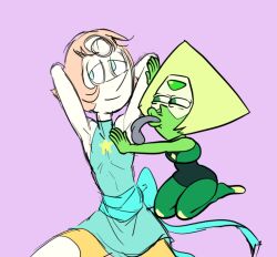 2girls armpit_fetish armpits cartoon_network dzk fully_clothed gem_(species) licking licking_armpit meme multiple_girls pearl_(steven_universe) peridot_(steven_universe) steven_universe yuri