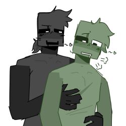 black_eyes black_pupils blush dayshift_at_freddy's dsaf gray_body gray_hair green_body green_hair green_skin grey_skin original_characters scars white_eye white_pupils