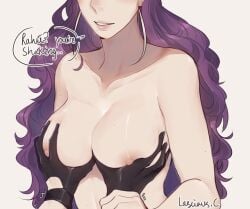 big_breasts big_breasts big_breasts boob_focus boob_grab breast_focus breast_grab breasts breasts breasts garofano_(path_to_nowhere) gloves groping groping_breasts lascivus_c naked naked_female nipples nudity older_female path_to_nowhere purple_hair rahu_(path_to_nowhere) shaking trembling