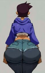 ai ai_generated ass ass_bigger_than_head back big_ass black_leggings blue_clothing blue_hoodie brown_hair cappeseller cropped_hoodie dark-skinned_female dark_skin denim denim_shorts disney ears fat_ass grey_background hood_down hoodie huge_ass huge_hips leggings luz_noceda pixie_cut posted_by_artist rear_view ripped_clothing ripped_pants simple_background solo the_owl_house thick_ass thick_thighs tight_clothes tight_clothing tight_fit tight_shorts white_shirt wide_hips