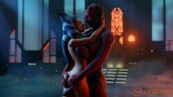 1boy 1girls 3d accurate_art_style age_difference ahsoka_tano airress3d_(3d-modeller) alien alien_girl alien_humanoid arms_around_neck clone_wars completely_nude darth_maul enemies enemies_to_lovers enemies_with_benefits female hugging hugging_ass looking_at_another male medium_breasts official_style older_male older_man_and_teenage_girl orange_body orange_skin sheridance skinny standing_sex star_wars teasing the_clone_wars:_season_seven younger_female