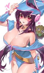 artist_request blush cleavage cosplay dark_magician_girl dark_magician_girl_(cosplay) fate/grand_order fate_(series) female fringe huge_breasts kuriboh scathach_(fate) scathach_skadi solo_female thick_thighs yu-gi-oh!