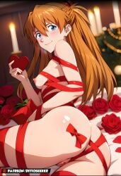 ai_generated asuka_langley_sohryu completely_nude dittoseeker neon_genesis_evangelion nipples pussy red_ribbon ribbon rose_(flower) roses valentine valentine's_day