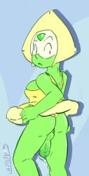 1futa back back_view cartoon_network clothed clothing dress dress_lift edit exposed_balls exposed_penis flaccid from_behind_view futa_only futa_sans_pussy futanari gem_(species) humanoid humanoid_penis looking_back nervous panties partially_clothed penis peridot_(steven_universe) smutichi solo steven_universe