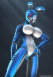 3d 3d_(artwork) arm_behind_back big_breasts blue_skin bonnie_(fnaf) breasts bunny bunny_ears five_nights_at_freddy's freckles furry glowing_eyes green_eyes hand_on_hip large_breasts lipstick muscular naked nipples one_eye_closed pornzensfm_(artist) purple_eyelids purple_lipstick pussy red_cheeks robot robot_joints sfm snout solo source_filmmaker toy_bonnie_(fnaf) vagina white_skin zentaisfm