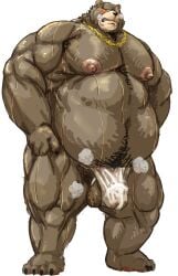 2024 absurd_res anthro asian_clothing balls bear belly ben_(zenless_zone_zero) ben_bigger blush bodily_fluids bulge chain_necklace clothed clothing east_asian_clothing fundoshi fundoshi_only genitals hi_res japanese_clothing jewelry kotobuki male male_only mammal mihoyo moobs musclegut muscles necklace nipples overweight overweight_male pubes simple_background solo sweat topless underwear underwear_only white_background zenless_zone_zero