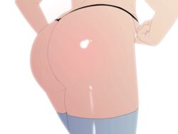 1girls animated artist_request ass big_ass black_thong bubble_butt female female_only gif hands shiny shiny_skin single_female solo source_request thighhighs thong underwear white_background