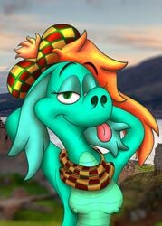 absurd_res anthro background disney female hat hi_res lake lobofeo loch_ness_monster nessie nipples pinup pose solo solo_female tam_o'_shanter the_ballad_of_nessie