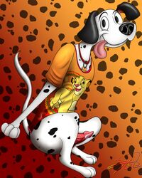 101_dalmatians absurd_res bottomless canid canine canis clothed clothing dalmatian disney domestic_dog feral hi_res invalid_tag knot lobofeo male male_only mammal pongo shirtncollar simba solo the_lion_king