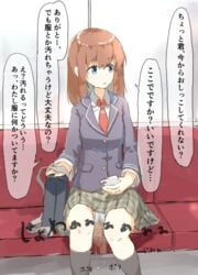 auburn_hair blue_eyes ewokakuni peeing peeing_self public school_uniform schoolgirl tagme 角煮