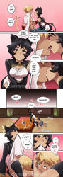 big_ass big_breasts cat_ears cheating clitoral_stimulation clothed_female clothed_sex comic cunnilingus curvy cute_male dialogue eunnie exposed_pussy faunus female hetero kali_belladonna kissing male male/female milf no_panties nose_to_clitoris raised_skirt rwby sun_wukong_(rwby) vagina