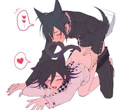 2boys anal anal_sex arched_back ass_up blush cat_ears catboy danganronpa danganronpa_v3 femboy gay girly hip_grab kokichi_ouma male_only open_mouth ouma_kokichi saihara_shuuichi straight_hair tagme top-down_bottom-up yaoi