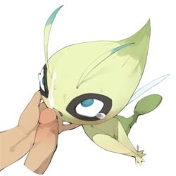 1:1 1boy ambiguous_gender antennae big_eyes blue_eyes bodily_fluids bound celebi cum cum_on_face disembodied_penis duo erection feral flying forced genital_fluids green_body hands_tied hi_res human humanoid_genitalia humanoid_penis interspecies larger_male legendary_pokemon legs_tied male mammal nintendo penis pokémon_(species) pokemon pokemon_(species) pokemon_gsc pokephilia pov simple_background size_difference solo_focus tears veins video_games white_background wings youjomodoki