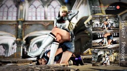 2girls 3d absurdres blonde_hair boots breasts brown_hair domination emilie_de_rochefort femdom hand_on_hair hand_on_head heel_boots heels helpless highres human_chair kazama_asuka legs legs_crossed sitting_on_person smile tekken tekken7wallpapers tekken_7 white_boots