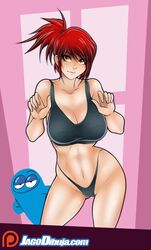 1boy 1girls big_breasts bloo bra breasts bust busty cartoon_network cleavage curvaceous curves curvy curvy_figure female foster's_home_for_imaginary_friends frankie_foster hips hourglass_figure huge_breasts imaginary_friend jago_dibuja large_breasts legs lips pose posing red_hair short_hair sports_bra standing thick_legs thick_thighs thighs thong v-string voluptuous waist watermark wide_hips