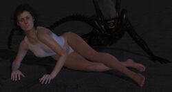 3d 3d_(artwork) alien_(franchise) alien_(movie) ellen_ripley jc-starstorm lingerie panties spaceship xenomorph