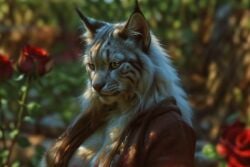 2024 ai_generated akhiezer animated anthro breasts felid feline female furry long_hair lynx nipples photorealistic realistic solo tagme topless