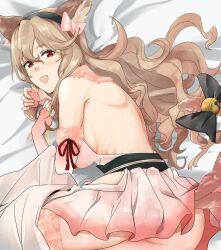 1girls absurdres alternate_costume animal_ears ass back backless_outfit bare_back bare_shoulders big_ass breasts cat_ears cat_tail corrin_(female)_(fire_emblem) corrin_(fire_emblem) corrin_(fire_emblem)_(female) cosplay fake_animal_ears fake_tail female female_only fingerless_gloves fire_emblem fire_emblem_fates fire_emblem_heroes gloves halloween highres medium_breasts nintendo no_panties pink_gloves sakura_(fire_emblem)_(cosplay) sideboob solo sou_mei tail upskirt