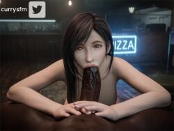 1boy 1girls 3d black_hair currysfm dark-skinned_male dark_skin fellatio female final_fantasy final_fantasy_vii final_fantasy_vii_remake interracial long_hair male male_pov oral oral_sex penis pov red_eyes sex square_enix straight tifa_lockhart