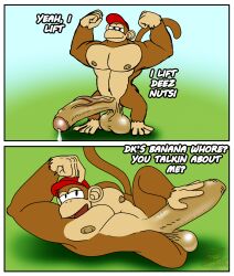 absurd_res anthro anthro_only balls big_penis boner clothing diddy_kong donkey_kong_(series) erection flexing foreskin genitals haplorhine hat hat_only headgear headgear_only headwear headwear_only hi_res humanoid_genitalia humanoid_penis male male_only mammal monkey mostly_nude muscular_male nintendo nude penis primate solo solo_male yoshoblue