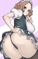 brown_eyes brown_hair haru_okumura looking_at_viewer looking_back pale-skinned_female pale_skin persona persona_5 persona_5_royal poechan presenting presenting_hindquarters short_hair