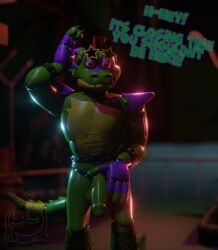 alligator alligator_tail alligatorid alligatorid_humanoid animatronic anthro background biceps body_markings crocodile crocodile_tail crocodilian crocodylid dialogue dialogue_bubble english english_dialogue english_text facial_markings five_nights_at_freddy's five_nights_at_freddy's:_security_breach flaccid flaccid_penis fnaf green_body green_glans green_penis hand_on_penis lighting_bolt looking_at_viewer machine male male_focus male_only mohawk mohawk_(hairstyle) montgomery_gator_(fnaf) muscular muscular_anthro muscular_arms muscular_male muscular_thighs non-human non_mammalian_nipples pauldrons pink_glans polishbonnie red_hair reptile reptile_humanoid robot robot_humanoid scottgames simple_background solo solo_focus solo_male spiked_bracelet spotted_body steel_wool_studios sunglasses_on_head tail tail_markings tattoo two_tone_body two_tone_fur