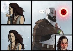 blush blush blushing_at_partner blushing_female blushing_profusely comic comic_page comic_panel freya_(god_of_war) god_of_war god_of_war_ragnarok horny horny_female implied_sex jonathan1234 kratos lust lustful_gaze thinking thinking_about_another thinking_about_sex