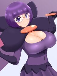 big_boobs big_breast big_breasts game_freak glasses large_breast large_breasts nintendo pokemon pokemon_bw purple_eyes purple_hair purple_hair_female shauntal_(pokemon) todoshiroo