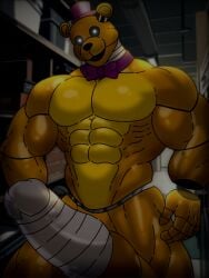 1boy animatronic bara bara_tiddies bear bluethewater five_nights_at_freddy's fnaf fredbear_(fnaf) gay gay_male golden_freddy_(fnaf) huge_balls huge_cock long_cock long_penis male_only muscular_male robot_penis thick_hips thick_penis thick_thighs