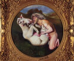 1980s 1983 beard bestiality erection feral goat human male_on_feral oil_painting oil_painting_(artwork) penetration penis robert_lenkiewicz sex zoophilia