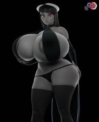 1girls 3d 3d_(artwork) alternate_version_available areola_slip areolae artist_logo ass big_areola big_ass big_breasts big_butt black_and_white blender breasts breasts_bigger_than_head choker clothing demon demon_girl demon_horns female female_only feversfm glowing_eyes hand_on_butt hi_res horns huge_ass huge_breasts legwear looking_at_viewer monochrome mostly_nude panties phalia red_eyes scrag_boy smile smiling smiling_at_viewer solo solo_female stockings succubus tagme thick_thighs top_heavy