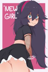 1girls black_hair blush fair-skinned_female fishnet fishnet_armwear fishnets goth goth_girl hatsumiilkshake hex_maniac pale-skinned_female pokemon pussy pussy_lips showing_pussy staring_at_viewer teasing upskirt