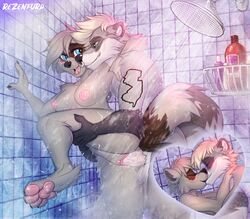 <3 2020 4_toes 5_fingers anthro anthro_on_anthro anthro_penetrated anthro_penetrating anthro_penetrating_anthro balls biped blue_eyes blush breasts canid canine claws clitoris closed_eyes couple_(romantic) detailed_background dripping dripping_wet duo erection eyes_closed facial_piercing fangs female female_penetrated fingers fur genitals heart hipstar kissing leg_lift leg_up lifting_leg male male_penetrating male_penetrating_female mammal nipples nose_piercing nose_ring nude open_mouth original original_character original_characters penetration penis piercing procyonid pussy raccoon robin_raccoon romantic_ambiance romantic_couple septum_piercing sex shower shower_head shower_sex smile standing straight teeth tlt_echelon tltechelon toes tongue vaginal vaginal_penetration vein veiny_penis wet