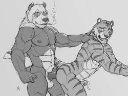 2024 abs absurd_res anal anal_sex anthro anthro_on_anthro anthro_penetrated anthro_penetrating anthro_penetrating_anthro balls bear beastars biceps bill_(beastars) biped cigarette claws duo facial_scar felid from_behind_position fur genitals giant_panda gouhin gouhin_(beastars) greyscale hi_res humanoid_genitalia humanoid_hands humanoid_penis interspecies male male/male male_penetrated male_penetrating male_penetrating_male mammal markings monochrome multicolored_body multicolored_fur muscular muscular_anthro muscular_male muscular_thighs navel nipples older_on_young open_mouth pantherine pecs penetration penile penile_penetration penis rrowdybeast scar sex smoking smoking_cigarette standing striped_body striped_fur striped_markings striped_tail stripes tail tail_markings tiger triceps two_tone_body two_tone_fur