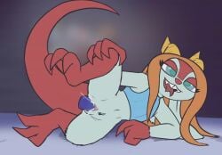 ahe_gao almost_nude animated anthro blue_eyes blue_fur bunny_ears bunny_girl claws cum cum_in_pussy disembodied_penis ejaculation female female_focus loop looping_animation male on_bed on_side orange_hair penis pussy sharp_teeth sound tagme tail tongue tongue_out vaginal_penetration video