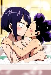 1boy 1girls ai_generated alfort bath bathing bathroom bathtub boku_no_hero_academia breasts bubble_bath female hugging jirou_kyouka kissing kyoka_jiro male mineta_minoru minoru_mineta my_hero_academia nude nude_female nude_male