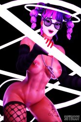 1girls 3d arm_warmers armwear big_breasts breasts chain_necklace female female_only festival_lace_(fortnite) fishnet fishnet_legwear fortnite functionally_nude functionally_nude_female glasses hair_ornament lace_(fortnite) looking_at_viewer nipple_piercing nude nude_female pigtails solo sotb1337 tagme tattoo tattoos