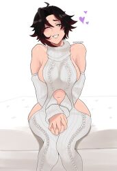 1girls genfleur0108 red_hair ruby_rose rwby silver_eyes virgin_destroyer_sweater virgin_killer_sweater