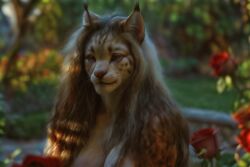 2024 ai_generated akhiezer animated anthro breasts felid feline female furry long_hair lynx nipples photorealistic realistic solo tagme topless