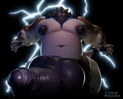 anthro balls big_penis canid canine electricity erection foreskin fox genitals gnoll gnollsune huge_cock hyena hyper hyper_genitalia hyper_penis knot lightning male male_focus male_only mammal moobs morbidly_obese morbidly_obese_male musclegut muscular obese obese_male overweight penis solo solo_male spidey_(spideyzak) storm wolke