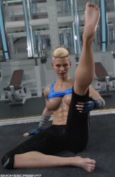 1girls 3d 3d_(artwork) athletic athletic_female blender blonde_hair breasts cassie_cage completely_nude completely_nude_female exercise mortal_kombat mortal_kombat_11 mortal_kombat_1_(2023) nude pin-up smokescreen117 solo solo_focus undercut yoga