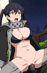 1boy 1girls ai_generated anime cowgirl_position enen_no_shouboutai female fire_force kotatsu_tamaki large_breasts male ranwai sex stable_diffusion