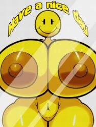 1girls alexdraws areolae breasts completely_nude completely_nude_female female female_only huge_breasts mob_face naked naked_female nipples nude nude_female smile smiley_face solo solo_female venus_body