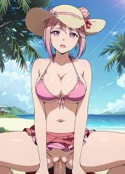 1boy 1girls ai_generated anime bikini cowgirl_position female human kaguya-sama_wa_kokurasetai_~tensai-tachi_no_renai_zunousen~ koyasu_tsubame large_breasts male ranwai sex stable_diffusion