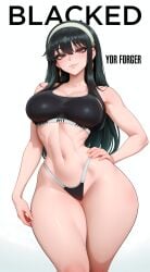 1girls ai_generated bangs bare_shoulders black_bra black_clothes black_hair black_panties black_underwear blacked blush bra breasts character_name clavicle cleavage closed_mouth clothing cowboy_shot curvaceous curvaceous_female curvaceous_figure curvy curvy_figure earrings female female_focus female_only gold_earrings hairband hand_on_hip headwear highleg highleg_panties interracial inviting inviting_to_sex jewelry large_breasts lips long_hair looking_at_viewer midriff modeling navel pantsu presenting presenting_ass presenting_breasts presenting_hindquarters presenting_self randoai red_eyes seductive seductive_look seductive_smile sidelocks simple_background smile solo sports_bra spy_x_family stable_diffusion standing stomach swimsuit text thick_thighs thigh_gap thighs toned underwear underwear_only voluptuous voluptuous_female white_background white_hair_ornament white_hairband wide_hips yor_briar yor_forger